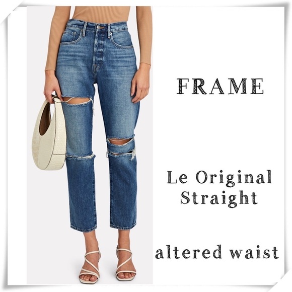 FRAME Denim Le Original Straight-Leg High Rise Jeans Style LOJ207 Whitmore Slash - Picture 1 of 15